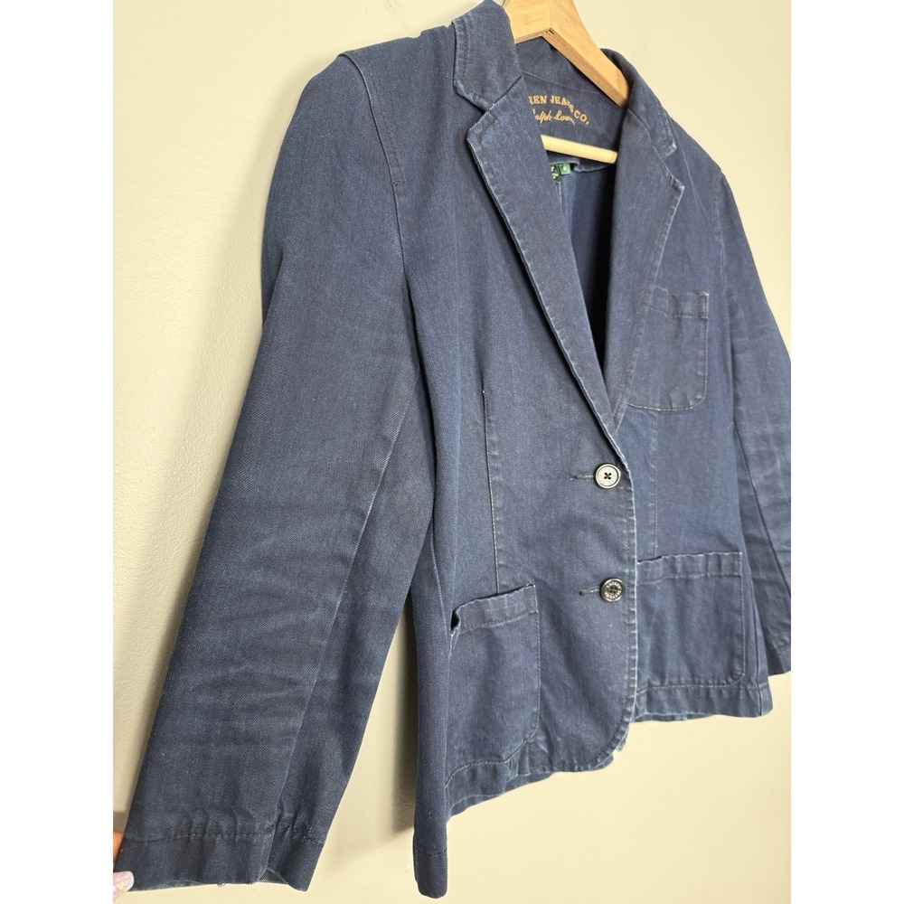 Ralph Lauren‎ Jeans Co Women's M Denim Blazer Jacket Preppy Old Money - Picture 4 of 10